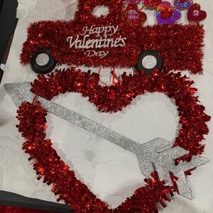 Valentine's Day Red Truck and Heart Decor